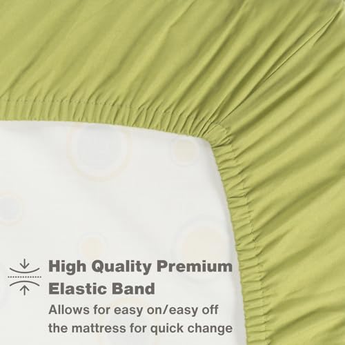 Image of Everyday Kids Fitted Crib Sheet, 100% Soft Breathable Microfiber Baby Sheet, Fits Standard Size Crib Mattress 28in x 52in, Green Nursery Sheet