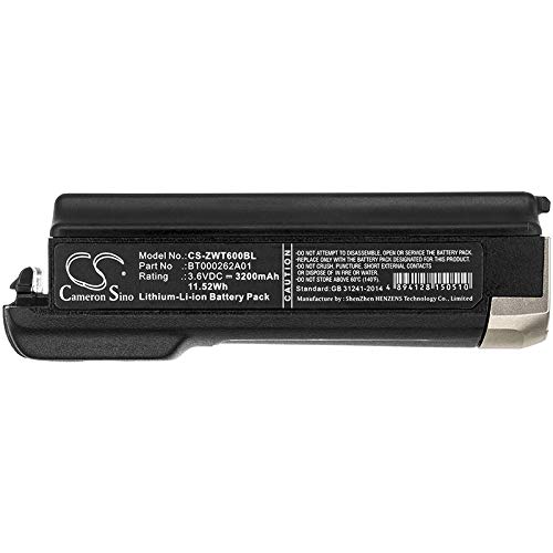 DRAWBELL Battery for Z'ebra WT6000,WT60A0,RS6000,Part NO BT000262A01,BTRY-NWTRS-33MA-01,BTRY-NWTRS-33MA-02 (3200mAh/3.6V)