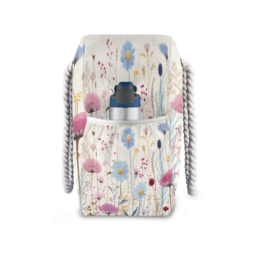 Colorful Wild Flowers Beach Bag & Travel Tote Bag Large Sandproof Wet Pouch for Gym Travel, Lightweight Outdoor Bag3