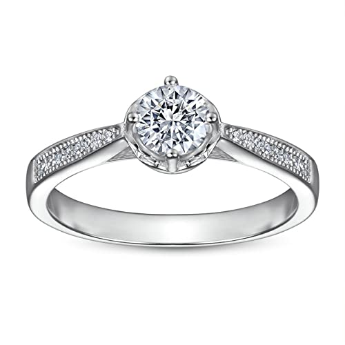 Bague ronde en argent véritable anti-ternissement pour mariage durable
