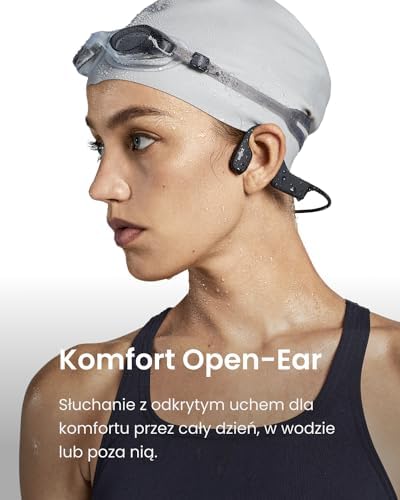 Shokz OpenSwim Open-Ear MP3 słuchawki do pływania przewodnictwa kostnego, pamięć 4 GB, Black