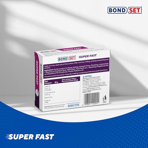 Image of Bondset Super Fast Epoxy Repair Putty 25g X 10, User-Friendly, Quick Setting, Durable Bond, Water & Chemical Resistant, Indoor & Outdoor Use