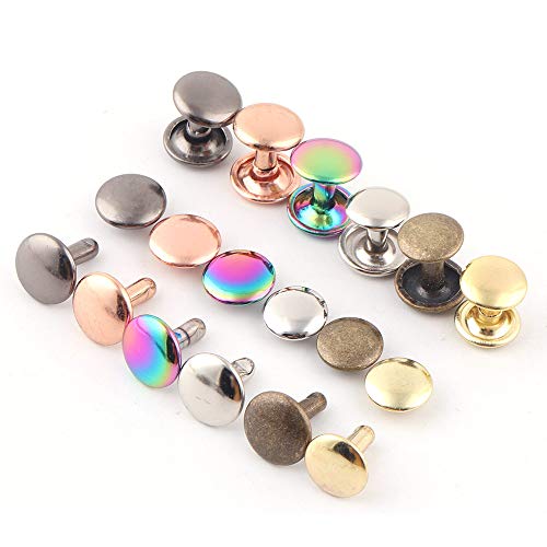 10mm Rainbow Double Cap Rivets,Metal Button Round Rose Gold Rapid Rivet,Rivet Studs for Purse Bags Handbags Shoes Belts Leather Craft DIY (Gunmetal 100pcs)