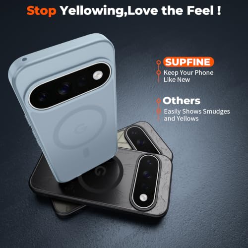 Image of SUPFINE Magnetic for Google Pixel 11 Pro XL Case - Sliver Blue | With Screen Protector,Translucent Matte,Built-in Magnets,Military Grade Drop Protection,Shockproof Phone Cover