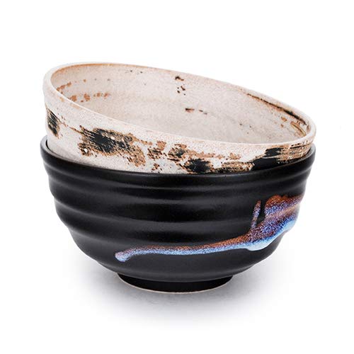 Hinomaru Collection Zen Living Japanese Minoyaki Porcelain 6.25 Inch Noodle Bowls Set Of 2 Traditional Earthenware Reactive Glaze Multi Purpose Household Use Restaurant Supply Made In Japan #TOP3