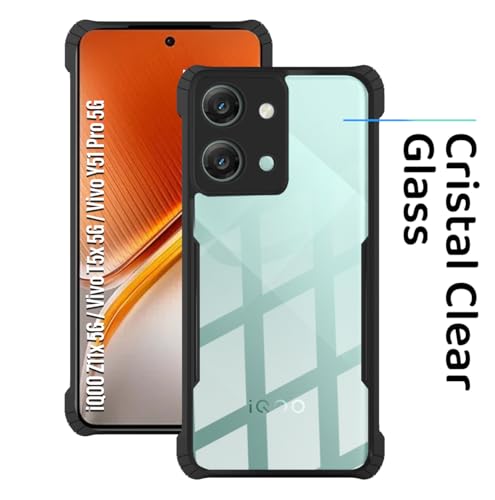 Image of Polycarbonate Crystal Clear Back Cover for iQOO Z11X 5G / Vivo T5X 5G | 360 Degree Protection | Shock Proof Design | Transparent Back Cover for iQOO Z11X 5G / Vivo T5X 5G - Black Bumper