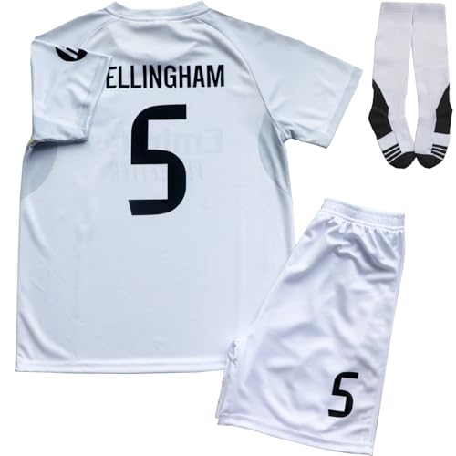 SWEET BEES #5 25/26 Home White Kids Soccer Jersey Kit with Shorts/Socks Set Youth Sizes (White 24)