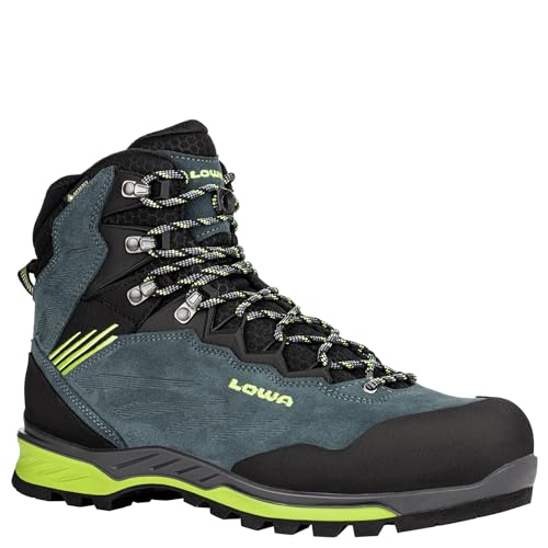 LOWA Mens Cadin II GTX Mid Suede Textile Steel Blue Lime Boots 8 US4