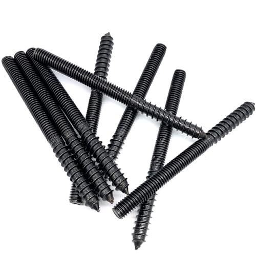 Image of 8 Pack 3 /8-16 x 5 Inch Black Hanger Bolts 3 /8-16 inch Double Headed Bolts 3 /8 Wood Dowel Screw Self-Tapping Screw Hanger Bolts for Furniture Screws Double Screw Threaded Rods Bolt 127mm Length