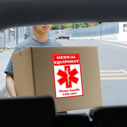 Medical Alert Equipment Luggage Tag Stickers 2X3 Inch Handle With Care Labels For Medical Supplies (8 Pack) #TOP6