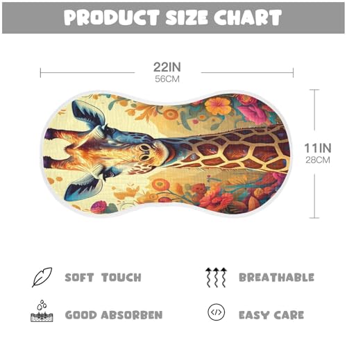 J JOYSAY Floral Giraffe Yellow Baby Burp Cloths for Boys Girls Large 22''x11'' Cotton 4 Layer Baby Bibs for Drool Babies one sizex12