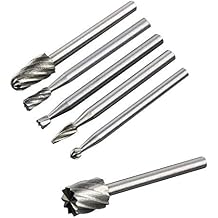 6 Pieces Tungsten Carbide Double Cut Rotary Burr Set with 3 mm 1/8 Inch Shank & 6 mm 1/4 Inch 8 mm 1/3 Inch Head Size
