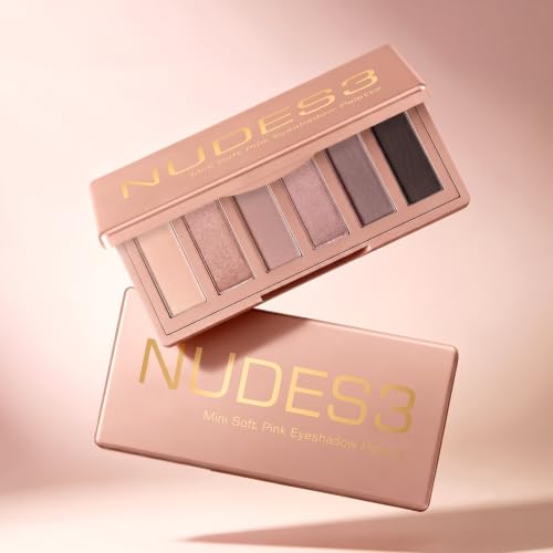Image of Erinde Soft Pink Brown Mini Eyeshadow Palette, Multi-Use Matte & Shimmer Eye Shadow Palettes, Ultra-Blendable, Neutral Nude Rosy Taupe & Brown Travel Eye Makeup with Mirror, Vegan, Cruelty-Free