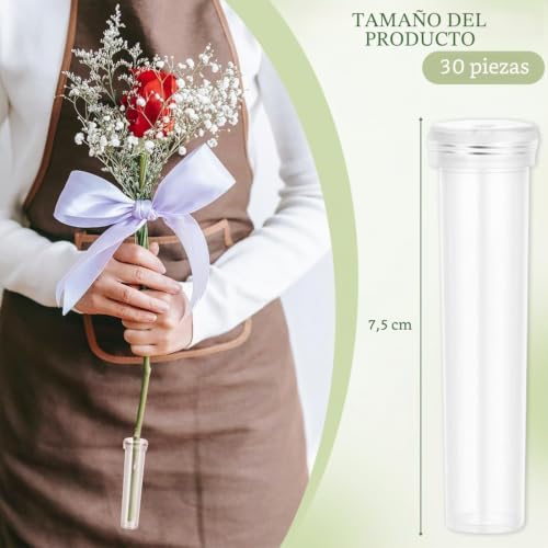 Miniatura 6 de 30 Tubos De Plástico Para Flores, Tubos Para Agua De Flores De 7,5 Cm, Tubos Para Flores, Tubos De Plástico Transparente Para Flores Frescas Para Decoración Floral Y Cultivo De Plantas