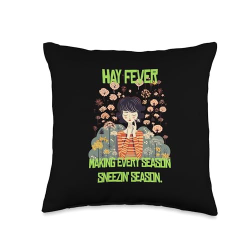 Funny Sneezing Season Throw Pillow 16x16 Multicolor