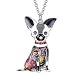 BONSNY Love Pets Enamel Zinc Alloy Metal Chihuahua Necklace Dog Animal Pendant 18" (Grey)