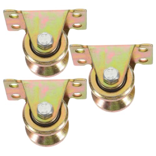 Baluue 3pcs Heavy Duty Wire Rope Pulley System with V-Shaped Steel Bracket 32mm Groove Wheel Ceiling Pulley for Industrial Applications Easy to Install