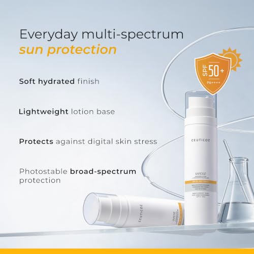 Image of Ceuticoz Uvicoz Sunscreen Lotion | For Sunburn, Tanning & Photoaging | Broad-spectrum UV protection & hydration | Octocrylene & Aloe Vera | All Skin Types | 50ml