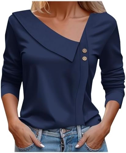 Asymmetric Tops for Women 2024 Trendy Casual Long Sleeve Shirts Fashion Tunic Tops V Neck Button Blouses Fall Clothes Asymmetric Tops for Women 2024 Trendy Casual Long Sleeve Shirts Fashion Tunic Tops V Neck Button Blouses Fall Clothes