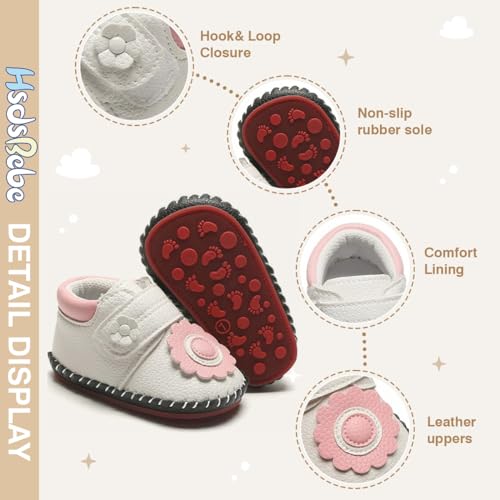 Image of HsdsBebe Baby Boys Girls Pu Leather Hard Bottom Walking Sneakers Toddler Rubber Sole First Walkers Infant Cartoon Slippers Crib Shoes