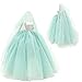 BARWA Light Blue Wedding Dress with Veil Evening Party Princess Light Blue Gown Dress for 11.5 inch Girl Doll