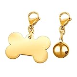 HYH 18K Pet ID Tag & Bell, Stainless Steel Engraved Deeply Personalized Dog Tags and Cat Tags Dog Be