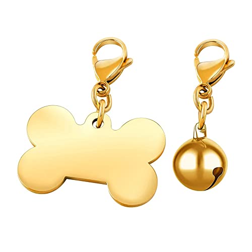 Hyh 18K Pet Id Tag & Bell, Stainless Steel Engraved Deeply Personalized Dog Tags And Cat Tags Dog Bell, Funny Birthday Christmas Gifts For Kitten Puppy Rabbit Monkey And All Pets #TOP25