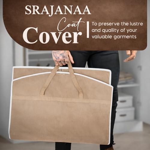 Image of Men's Moisture-Proof Coat Suit Blazer Cover | Garment Covers with Transparent Side | Beige Suit Protector for Closet & Travel | Blazer Storage Bag for Men | Set of 3 Height-36 inch