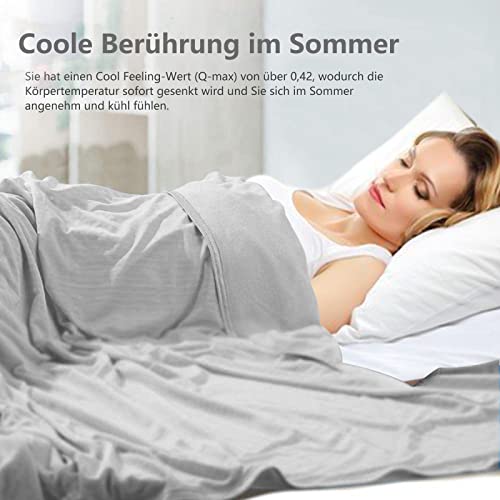 WONGS BEDDING Kühldecke Sommerdecke 2 in 1 doppelseitig mit Japanische Arc-Chill Q-Max 0,43 selbstkühlende Decke weiche Reisedecke leichte Sofadecke Wohndecke Grau 150x200cm