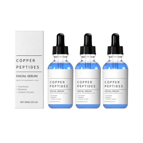 GHK-Cu Serum z peptydami miedzi do twarzy, serum przeciwstarzeniowe z kwasem hialuronowym, nawilżające serum do twarzy do redukcji drobnych linii i zmarszczek, poprawia elastyczność skóry (3)