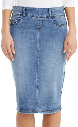 ESTEEZ Blue Jean Skirt for Women - Women's Denim Skirts - Knee Length Skirts for Women - Modest Denim Skirts for Women Midi Length - Midi Denim Skirt - Boston (EX802182 Vint Blue 14)