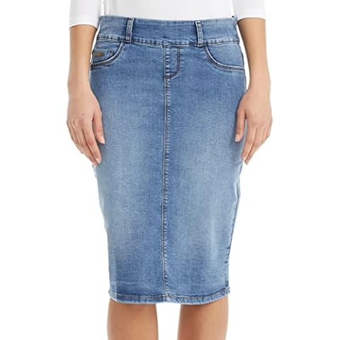 ESTEEZ Blue Jean Skirt for Women - Midi Denim Skirt - Boston (EX802182 Vint Blue 14) Cover