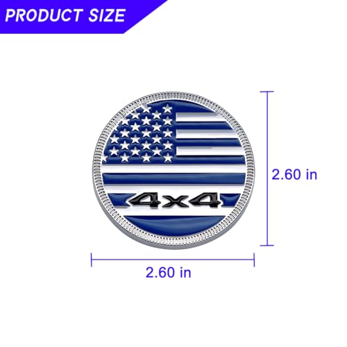 Image of American Flag Badge Car Emblems, 4 x 4 3D Metal Automotive Badge Decals, Round Car Emblem Stickers, Vehicle Exterior Decorative Accessories, Universal for RV, SUV, Truck (Blue)