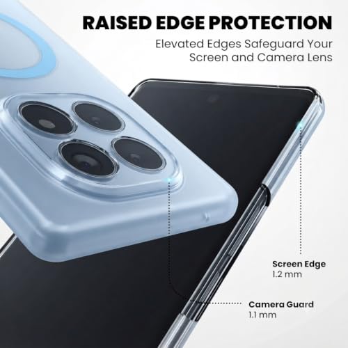 Image of DIZORO Matte Case for Redmi Note 15 Compatible with MagSafe, Camera Lens Full Protection, Shockproof Translucent Frosted TPU Soft Phone Cover, Anti-Fingerprint (Sky)