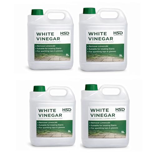 Natural White Vinegar 4x5L (20L Total) Extra Strong Acetic Acid Formula for Gardens Patios & Driveways Eco-Friendly & Pet-Safe Herbicide