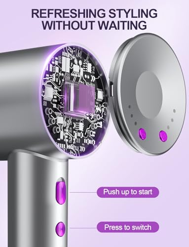 Dmtivmg Hair Dryer 160,000RPM, 500 Million Ionic Hairdryer, 12 Modes (4 Heat & 3 Speed), Hair Dryer With Diffuser & Magnetic Nozzle, Quiet Lightweight Hairdryers For Women Man - 7