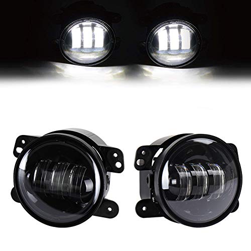 MOSTOP 4" LED Fog Light 2PCS 4 Inch Vehicle Front Fog Lamp Bulb Fog Driving Headlight Offroad Light for Wrangler Dodge Chrysler PT Cruiser 2PCS (White)