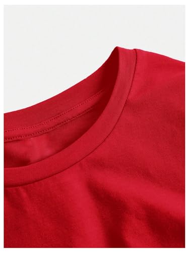 Girl's Short Sleeve Ruched Tee Tops Basic Crew Neck Slim Fit T Shirts with Hair Ties3