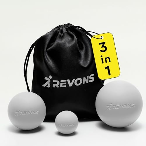 REVONS 3 in 1 Massage Ball Set - Lacrosse Balls for Myofascial Re...