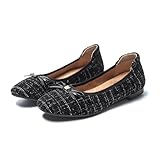 MUMUWU Women's Comfortable Ballet Flats Round Toe Flat Shoes for Women Bow Dressy Flats Shoes with Arch Support Insole(Black Plaid 8.5)