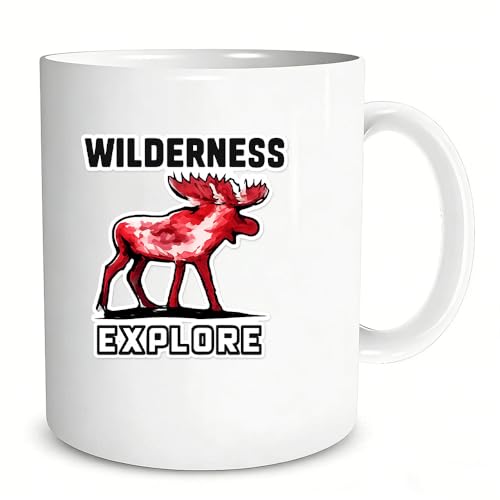 11 Ounces Wilderness Explore Moose Art Ceramics Rustic Mugs Drink