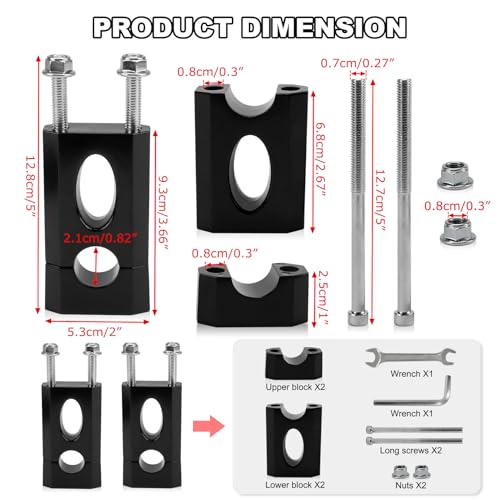 Psler CS0098BA 7/8 Inch Handlebar Risers - 7/8 Inch 22 Mm Handlebar Mount Clamp Risers For Coleman Bt200X Ct200 Ssr125 Razor Mx350 Mx650 Dirt Pit Bike 50Cc 70Cc 90Cc 110Cc Xr/Crf Motocycle Dirt Pit Bike Mini Bike,Black thumb #1