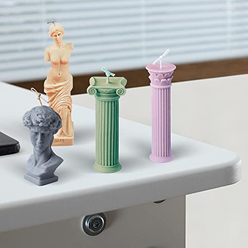 Idotodo 4Pcs 3D Candle Silicone Mold Roman Column Shape, Ancient Greek Pillar Candle Mold, Diy Candle Plaster Soap Craft Making Tool #TOP3