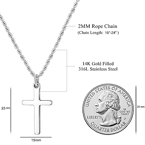 Collier croix homme en acier inoxydable réglable de 40 à 61 cm - 5