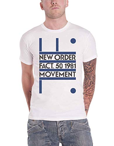 New Order T Shirt Movement Fact 50 1981 Band Logo Official Mens White XXL