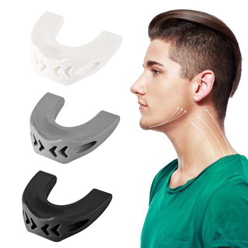 XIHIRCD 3pcs Silicone Jaw Exerciser, Jaw Trainer Chin Exerciser for Men & Women with 3 Resistance Levels Jaw Trainer Facial Exerciser for Beginner Intermediate Advanced Users (3 Colors)