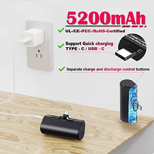 Portable Charger 5200Mah Usb C Ultra-Compact Power Bank (Quick Charging) Small Battery Pack Compatible With Samsung Galaxy S22 S21 S20 S10 S9 S8,Note 20/10/9/8,Moto Z3,Lg V35/G8,Google Pixel 4/3/2Xl #TOP1