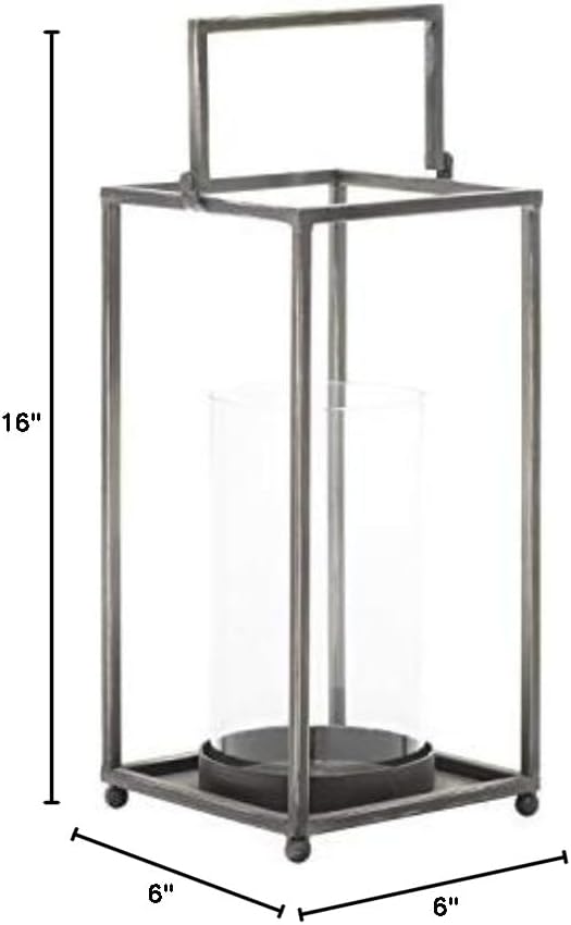 Miniatura 8 de Deco 79 Farol de vela de pilar de metal, 6 x 6 x 16 pulgadas, negro