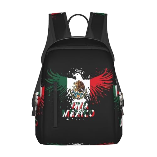 Mexico Eagle Mexican MX National Flags Travel Backpacks Casual Laptop Backpack Sport Rucksack Large Capacity Daypack Multi-Pockets Adjustable Strap Bag for Working Hiking