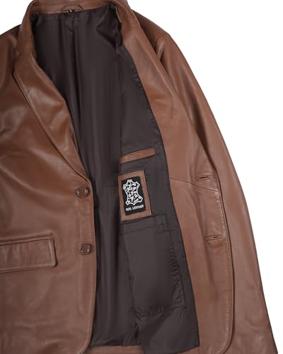 Image of Decrum Lambskin Leather Blazer for Men - Genuine Leather Sport Coat for Formal & Business Casual